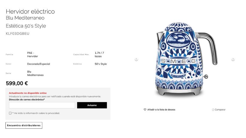Hervidor de Smeg con la colección de Dolce&Gabanna
