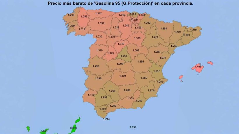 Precio gasolina por provincias