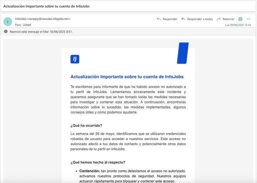 correo robo datos infojobs
