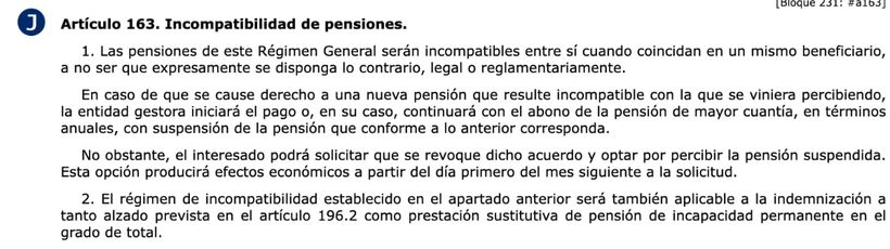 Articulo 163 de la Ley General de la Seguridad Social