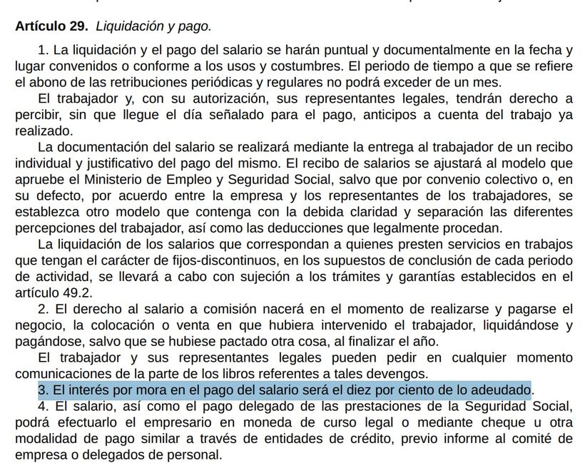 Artículo 29.3 del Estatuto de los Trabajadores