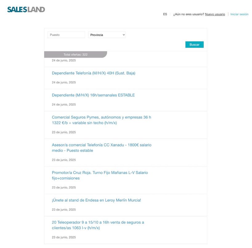 Portal de empleo de Salesland