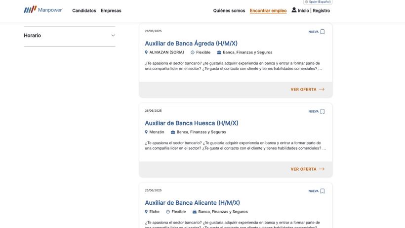 Canal de empleo de Manpower con vacantes en banca
