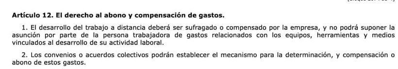 Artículo 12 de la Ley de Teletrabajo