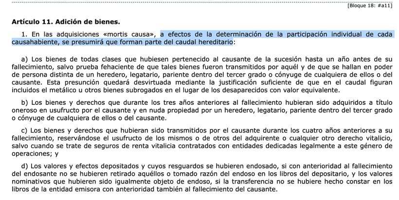 Artículo 11 del Impuesto de Sucesiones y Donaciones