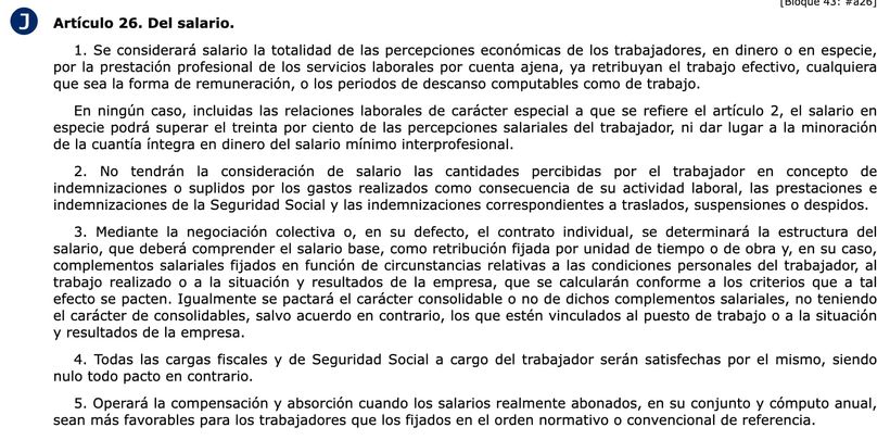 ArtÍculo 26 del Estatuto de los Trabajadores