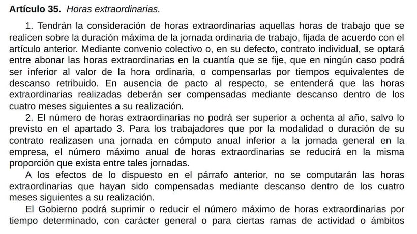Artículo 35 del Estatuto de los Trabajadores