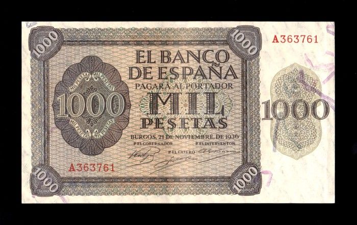 anverso del billete de 1000 pesetas