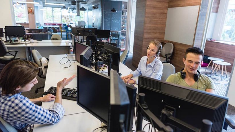 Trabajadores de un call center