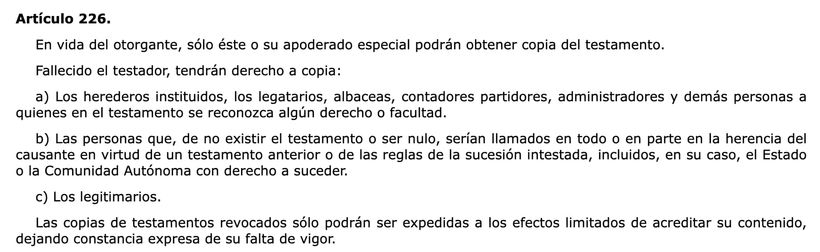 Artículo 226 del Reglamento Notarial