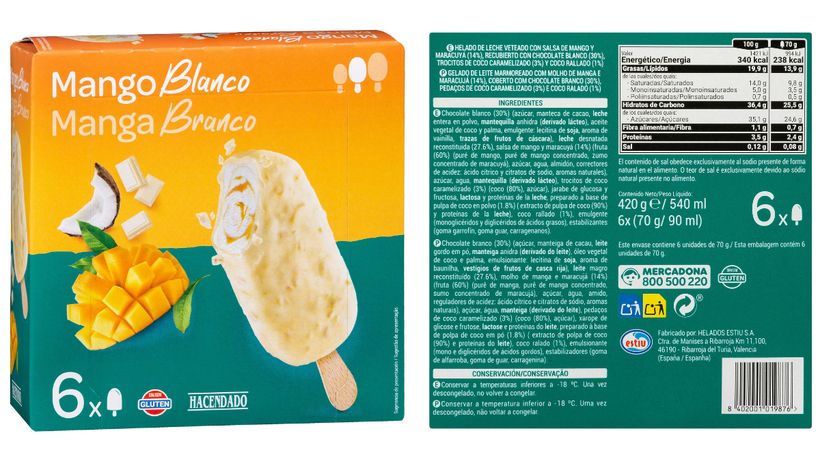 helado bombon mango blanco mercadona