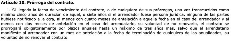 artículo 10 de la ley de arrendamientos urbanos