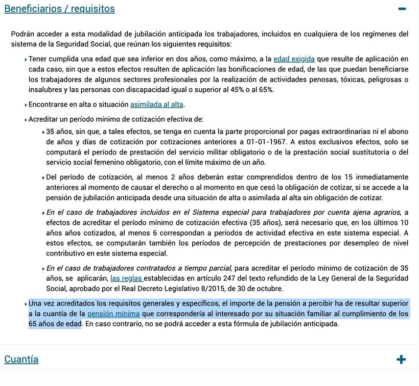 Requisitos jubilación anticipada voluntaria