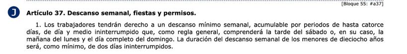 Captura del artículo 37 del Estatuto de los Trabajadores