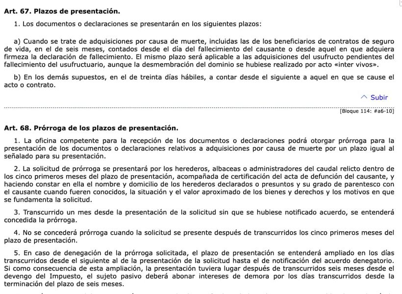 Artículo 67.1.a y 68 del Reglamento del Impuesto sobre Sucesiones y Donaciones
