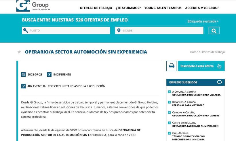 Captura de empleo de operarios en Gi Group