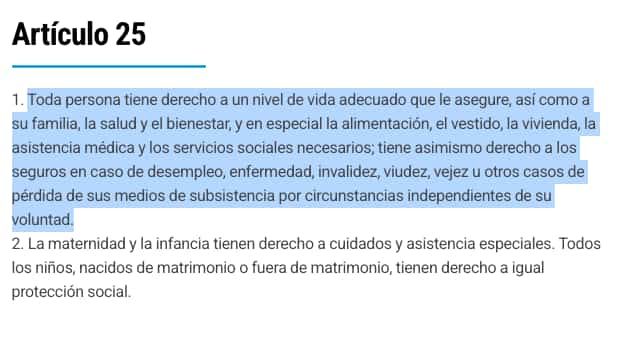 Artículo 25 de la Declaración Universal de los Derechos Humanos | Naciones Unidas