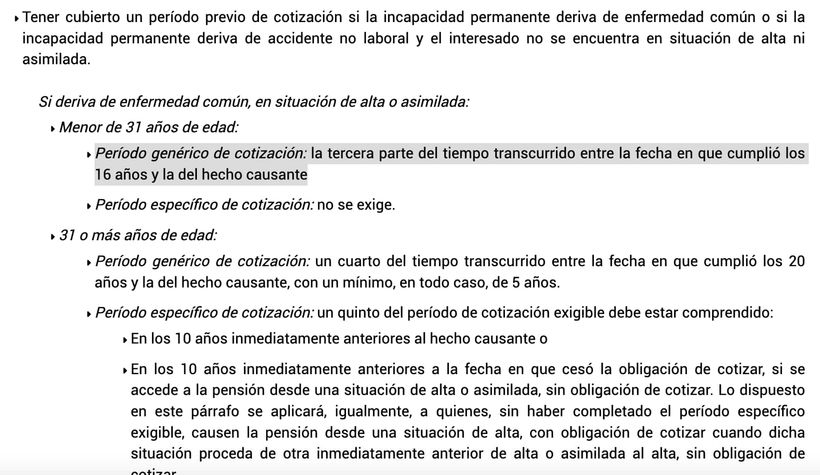 Requisitos para acceder a la incapacidad permanente absoluta