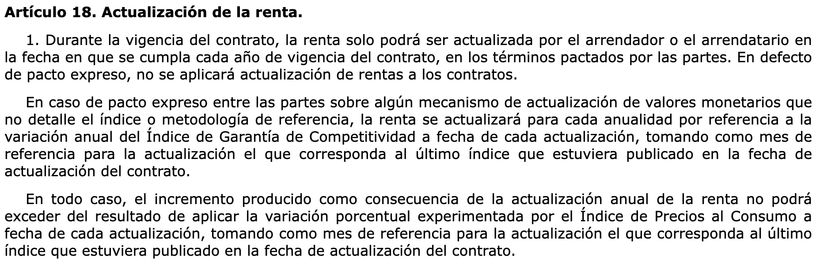 Artículo 18 de la ley de arrendamientos urbanos