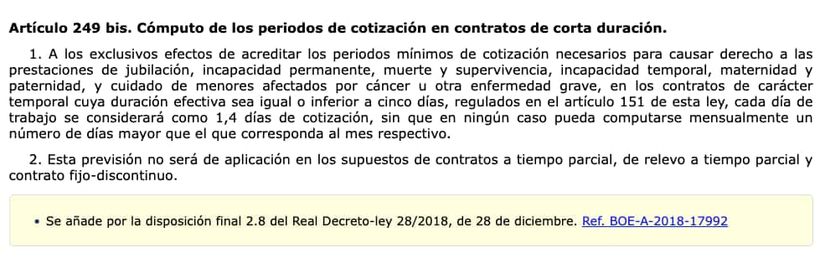 Artículo 249 bis de la Ley General de la Seguridad Social