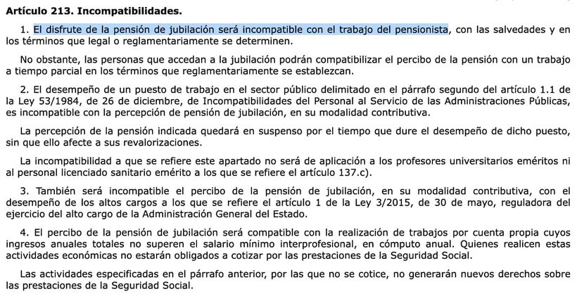 Artículo 213 de la Ley General de la Seguridad Social