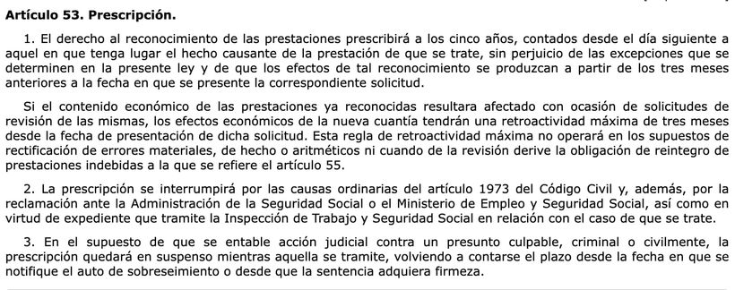 Artículo 53 de la Ley General de la Seguridad Social