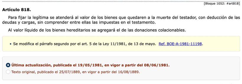 Artículo 818 del Código Civil