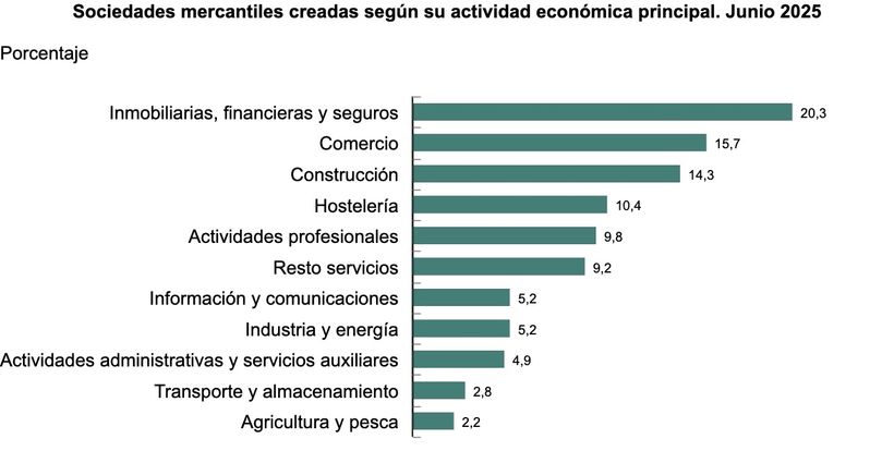 Sociedades creadas por actividad económica | INE 