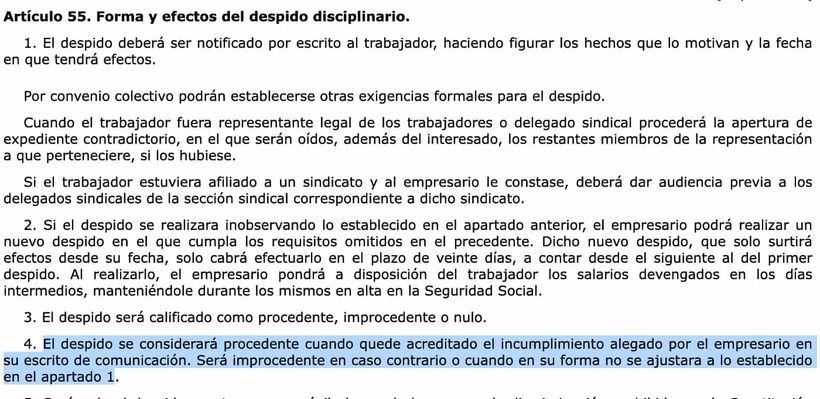 Artículo 55.4 del Estatuto de los Trabajadores
