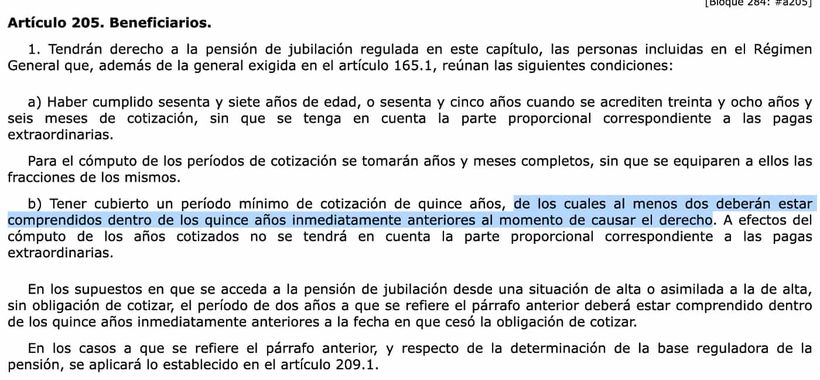 Artículo 205 de la Ley General de la Seguridad Social