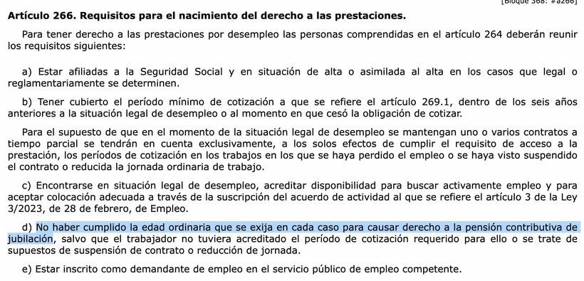 Artículo 266 de la Ley General de la Seguridad Social