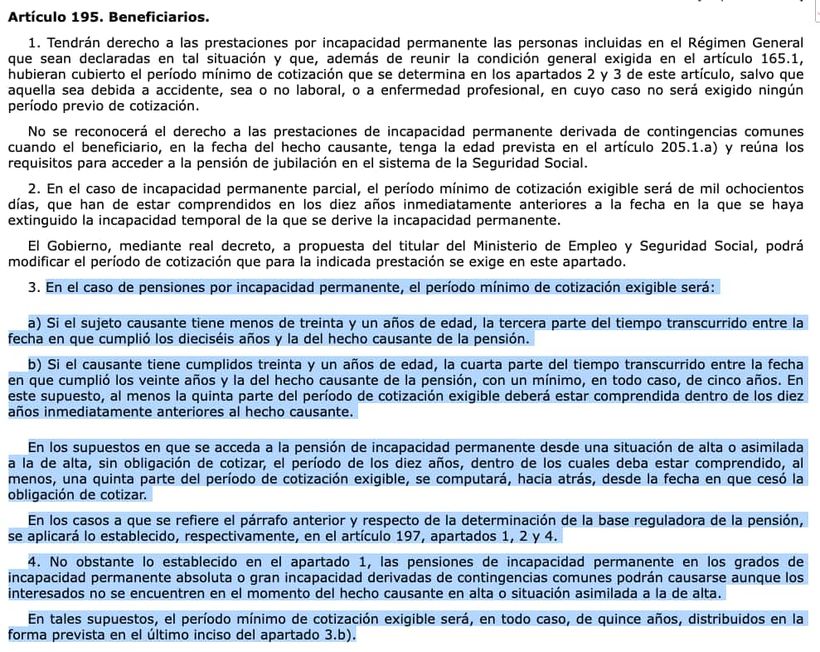 Artículo 195 de la Ley General de la Seguridad Social