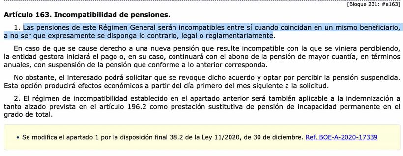 Artículo 163 de la Ley General de la Seguridad Social