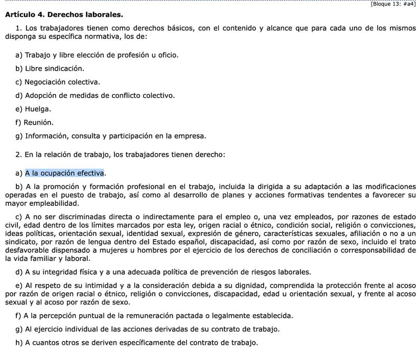 Artículo 4.2 del Estatuto de los Trabajadores