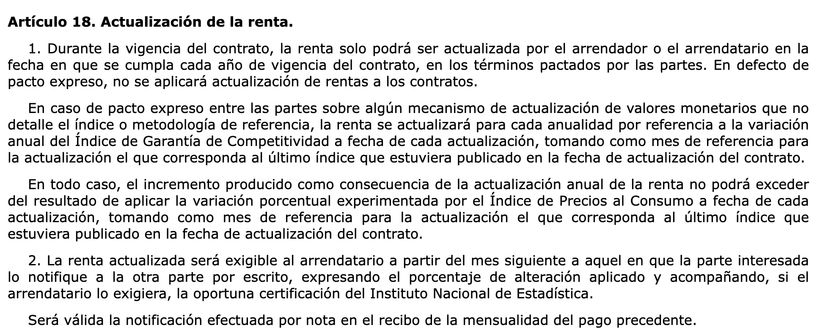 Artículo 18 de la Ley de Arrendamientos Urbanos