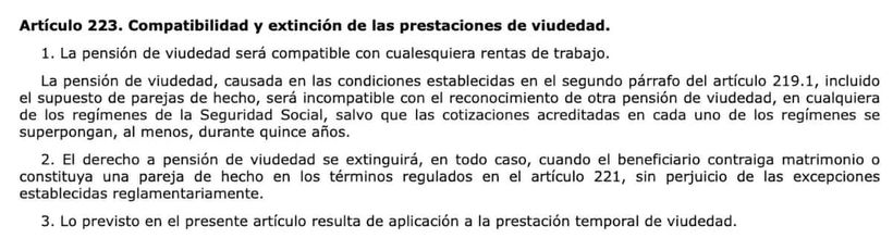 Artículo 223 de la Ley General de la Seguridad Social