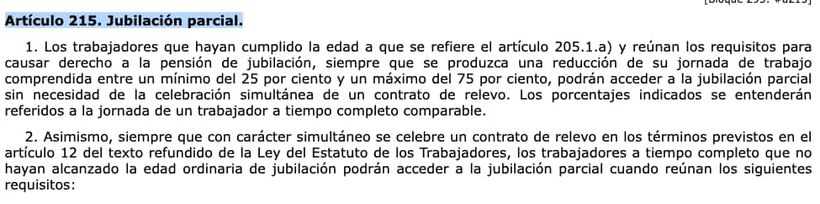 Artículo 215 de la Ley General de la Seguridad Social