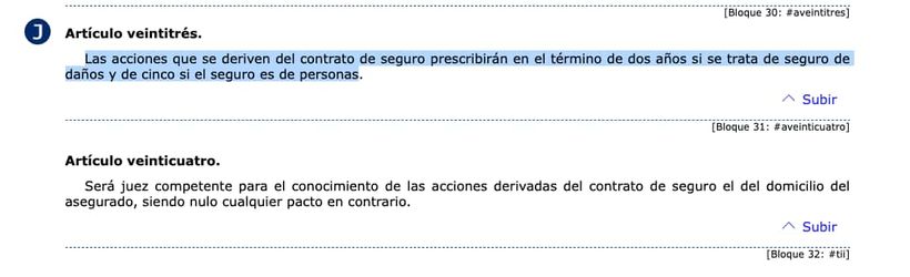 Artículo 23 de la Ley de Contrato de Seguro