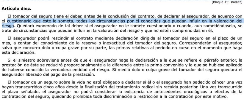 Artículo 10 de la Ley de Contrato de Seguro