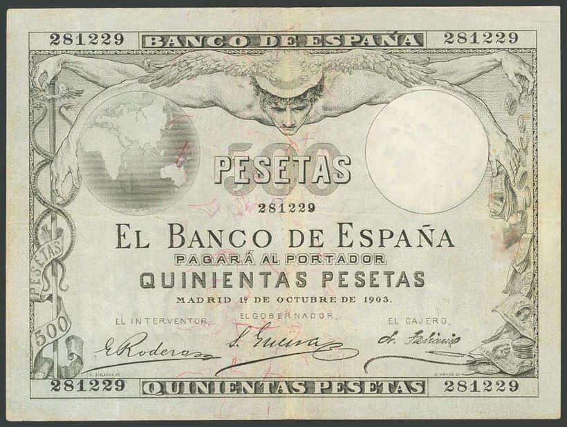 anverso del billete de 500 pesetas