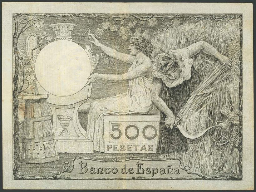 reverso del billete de 500 pesetas