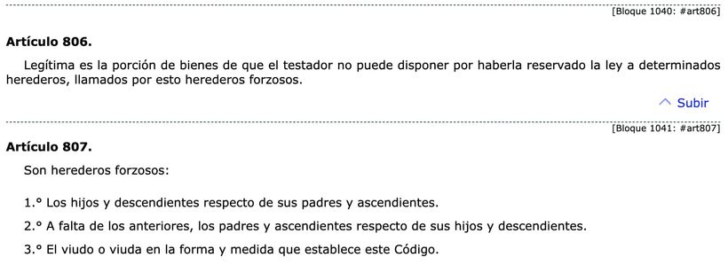 Artículo 806 y 807 del Código Civil