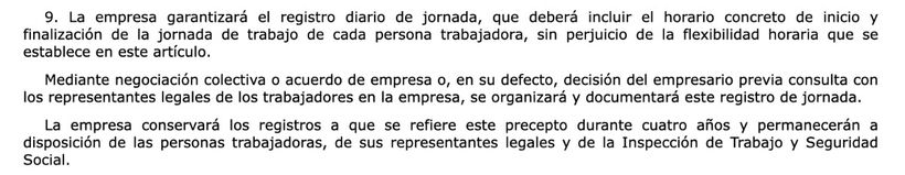 Artículo 34.9 del Estatuto de los Trabajadores