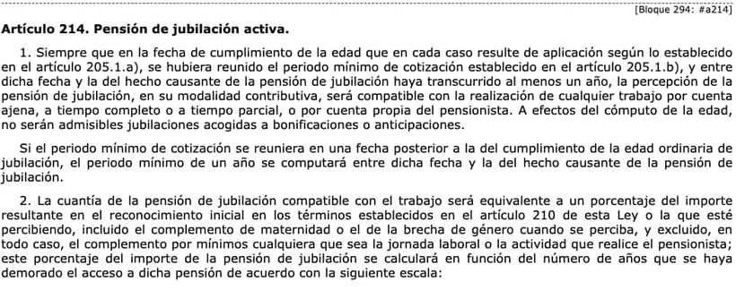 Artículo 214 de la Ley General de la Seguridad Social