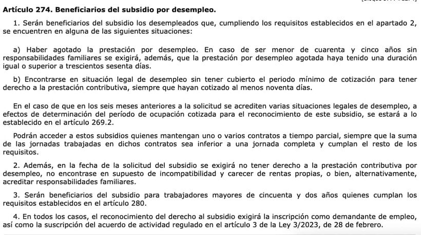 Artículo 274 de la Ley General de la Seguridad Social
