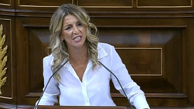 Yolanda Díaz durante su intervención en el Congreso
