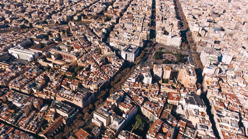 Vista de pájaro de una ciudad
