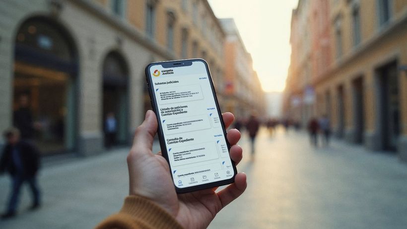 Un profesional consultando Carpeta Justicia en el móvil