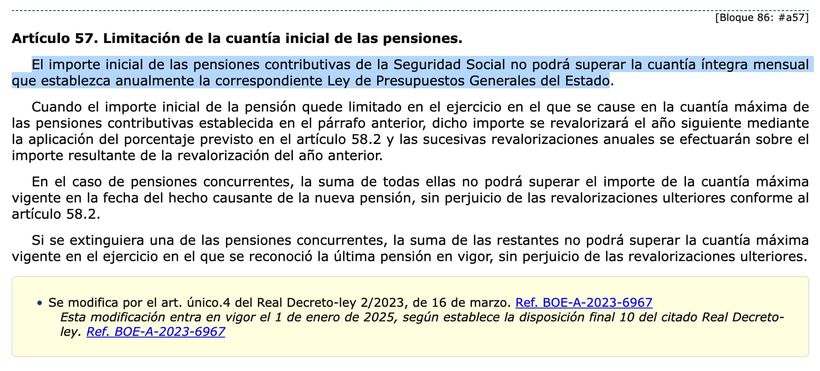 Artículo 57 de la Ley General de la Seguridad Social