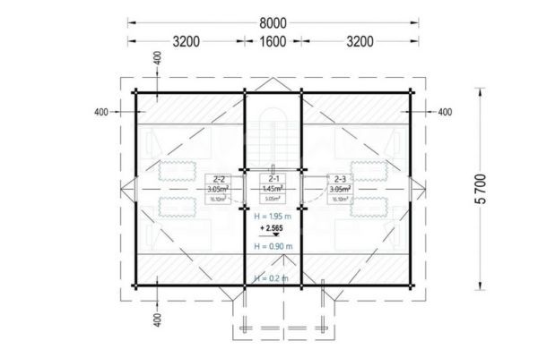 Segunda planta de la casa prefabricada | Pineca